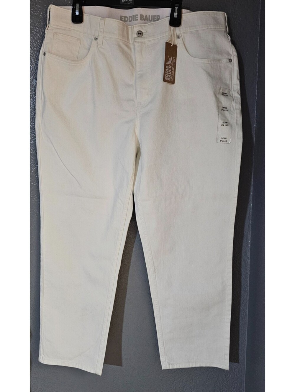 Women's Eddie Bauer Denim Jeans Pants Wide Leg Plus Size 20 White Elastic Waist